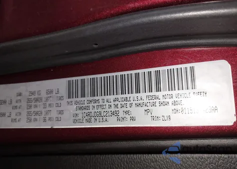 2020 Dodge Durango Gt Plus Awd z USA, uszkodzony, nr VIN 1C4RDJDG9LC213492